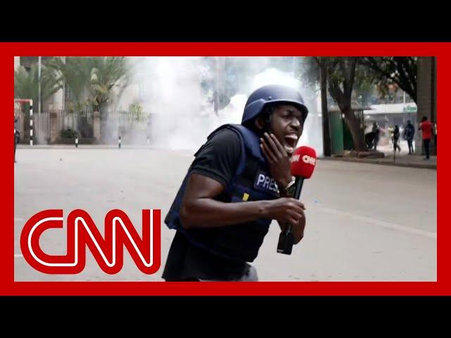 CNN reporter hit by fragment of tear gas canister while reporting on Kenya protests