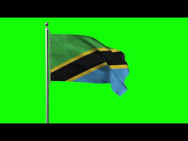 Green screen Footage | Tanzania Waving Flag Green Screen Animation | Royalty-Free