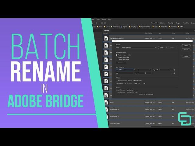 Batch Rename Files and Sequences in Adobe Bridge