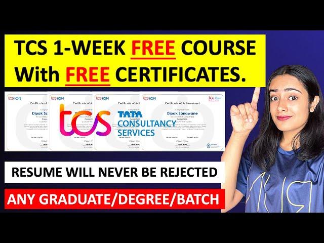 TCS Launched Free Certification Courses | Resume will get selected | Any Graduate/PG