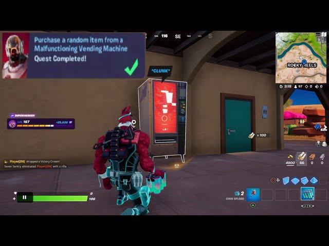 Purchase a random item from a Malfunctioning Vending Machine Locations Fortnite