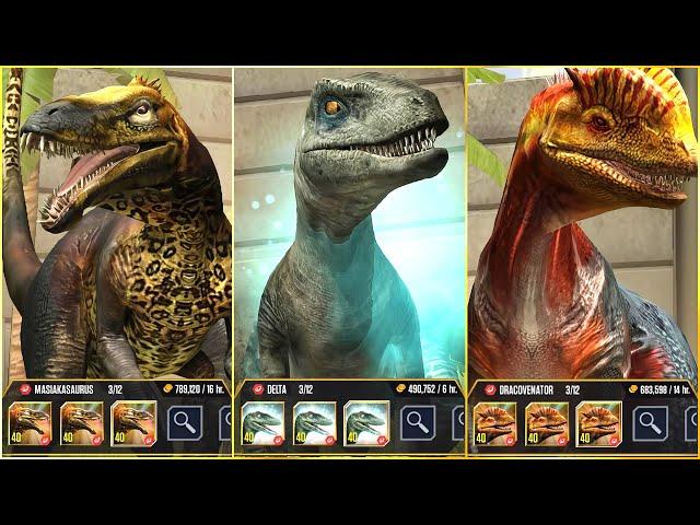 MASIAKASAURUS x DELTA VELOCIRAPTOR x DRACOVENATOR X3 MAX LEVEL 40 | Jurassic World The Game