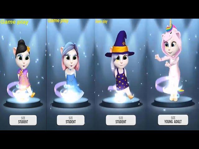 My Talking Angela Golden Flower vs Crystal Princess Dress vs Unicorn Outfit Vs Halloween Costume