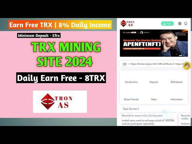 New Trx Earning Site | Trx Free Site | Crypto Sites | Tron Mining Site | Trx Investment Site 2024