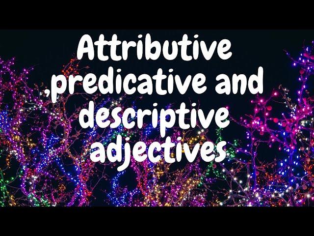 Nouns and adjectives / part 3:attributive, predicative and descriptive adjectives /