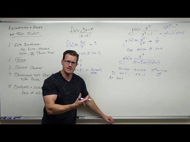 Finding Asymptotes and Holes of Rational Functions (Precalculus - College Algebra 43)