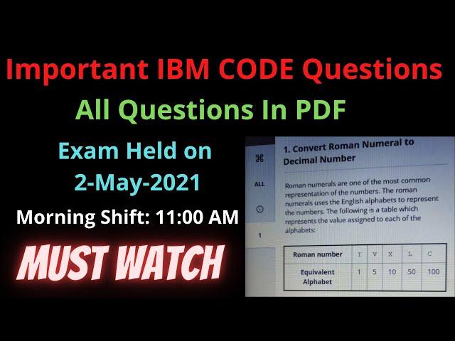 Important Coding Questions || IBM Important Questions With Answers || On 2-May-2021