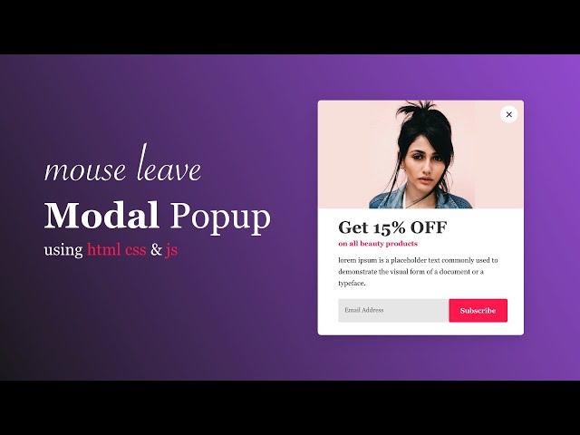 How To Make Mouse Leave Popup Or Modal Box using HTML CSS And JavaScript