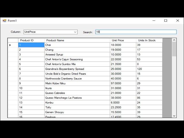 C# Tutorial - Search DataGridView by using ComboBox and TextBox | FoxLearn
