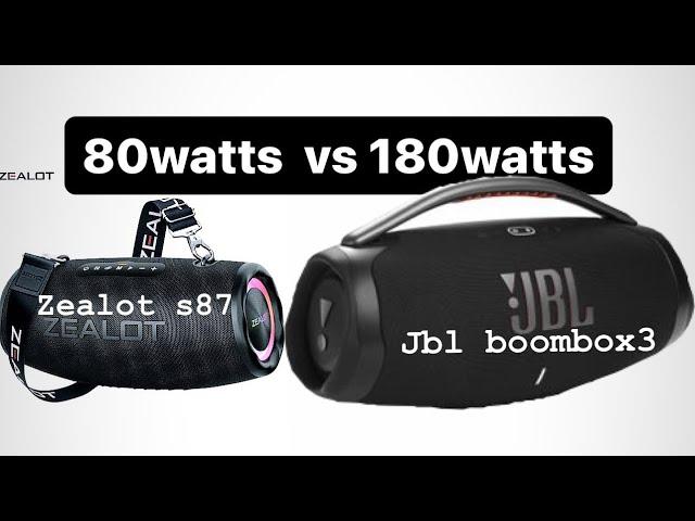 180watts vs 80watts Jbl boombox3 vs zealot s87. how much difference in sound