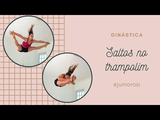 Saltos da ginástica (em câmera lenta) no trampolim