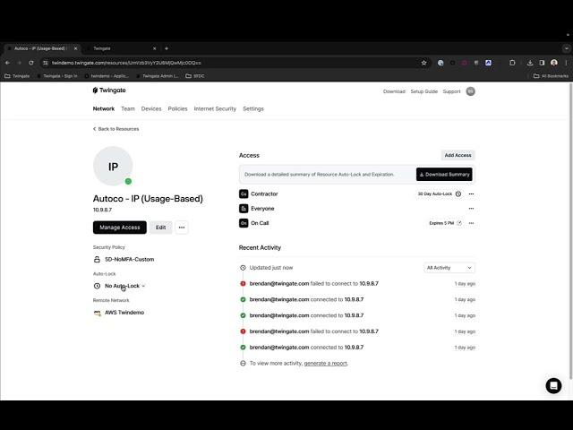 Usage-based Access Policies (auto-lock) in Twingate
