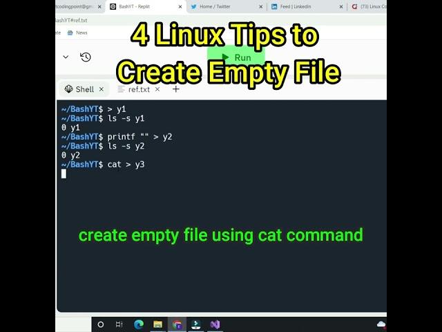 4 Linux Tips to create Empty File | Shell Commands #shorts | Elangovan Tech Notes