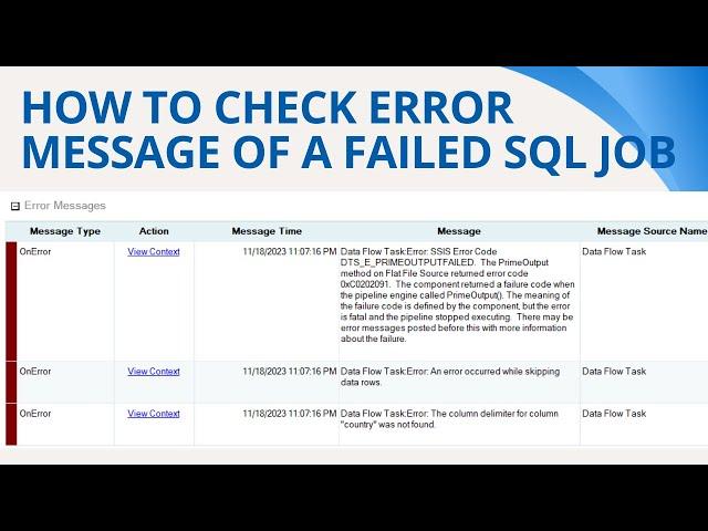 140 How to check error message of a failed sql job