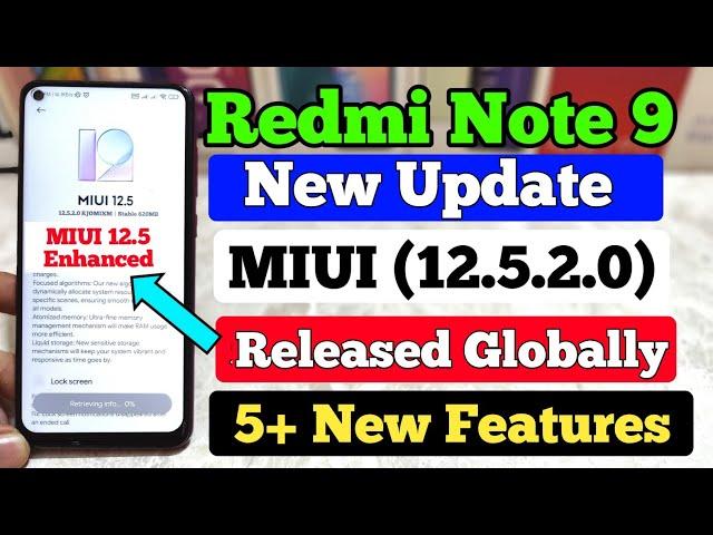 Redmi Note 9 New Update (12.5.2.0) Global Stable | MIUI 12.5 Enhanced | 5+ New Features