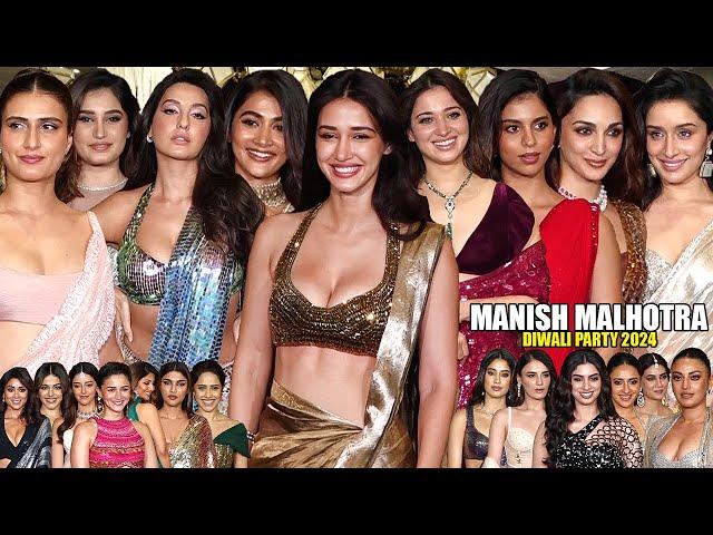 Celebrities Arrive At Manish Malhotra Diwali Party 2024 | Nora Fatehi Disha,Suhana,Janhvi, Shraddha