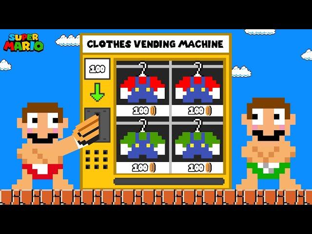 Super Mario and Luigi Shopping Clothes in Vending Machine | Game Animation