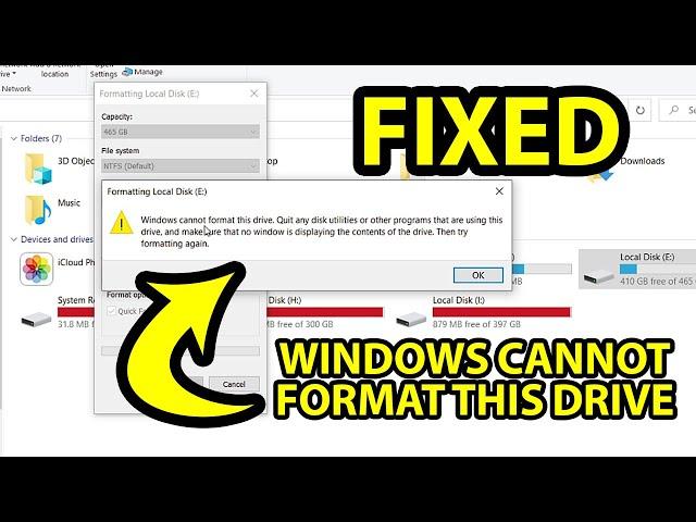 Windows Cannot Format This Drive Quit Any Disk Utilities or Other Programs