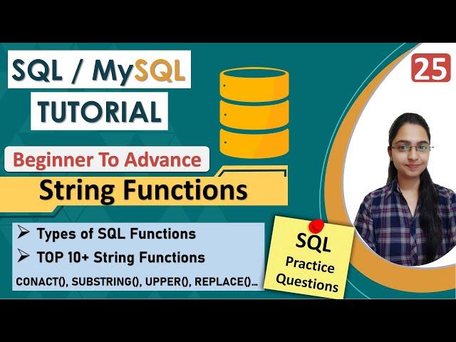 25-String Functions in SQL | Types of SQL Functions | Examples | SUBSTR(),CONCAT(),UPPER(),REVERSE()