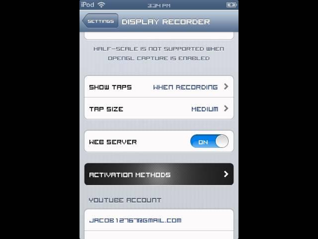 Cydia Tweaks-Display Recorder