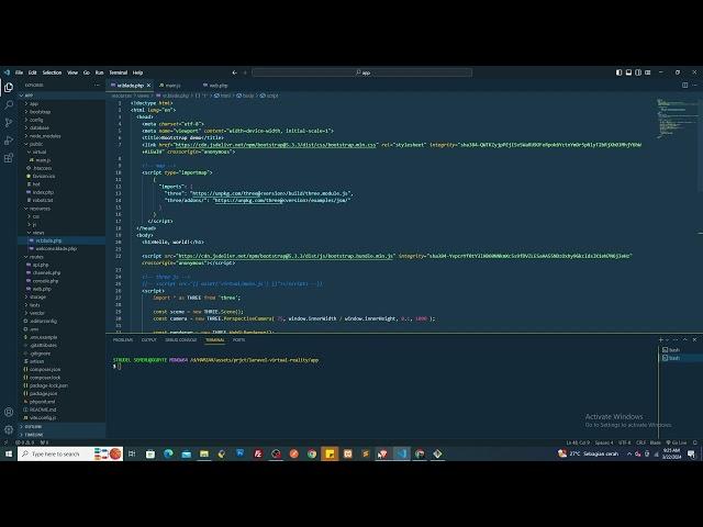 Learn  Implementing Three JS on Laravel 10 (3D Animation & Virtual Reality)