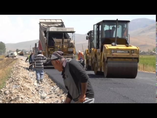 Vardenis-Martakert Highway: Pouring Asphalt