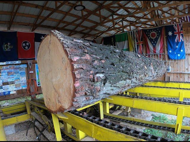 sawing a 32 inch pine log into 2x4's # 467