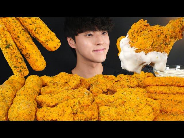 ASMR MUKBANG CHICKEN & CHEESE STICKS & CHEESE BALLS EATING SOUNDS (Bburinkle)