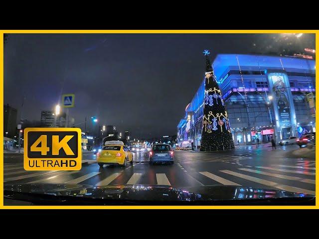 [4K] Driving at night in Moscow. All Garden Ring, Kutuzovskiy prospect, Russia | Driving Tour