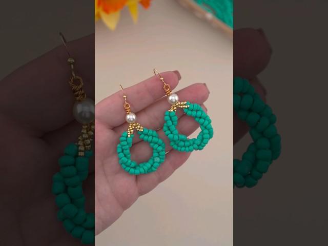 Making Earrings with Wire & Beads: DIY Gold Turquoise Beaded Earrings | Easy Pearl Wire Wrap Jewelry