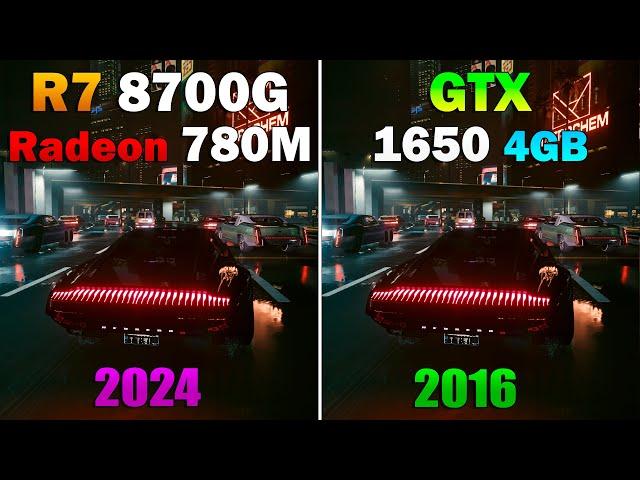 Ryzen 7 8700G (Radeon 780M) vs. GTX 1650 4GB : Test in 10 Games 1080p