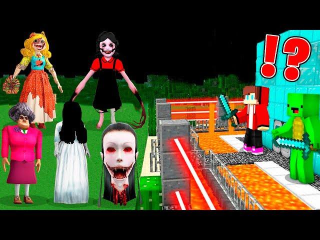 HORROR LADIES FAMILY vs Security House in Minecraft JJ and Mikey ! Maizen