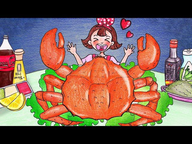 GIANT KING CRAB Mukbang ASMR Eatingsound  - Stop Motion Paper