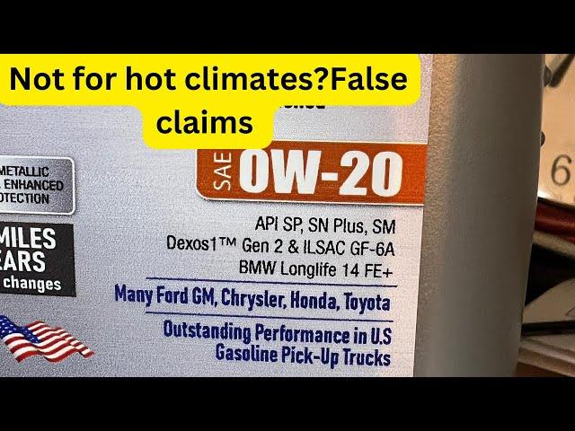 0W-20 vs 5W-30 for hot climates? Why both viscosity rated for hot climates?