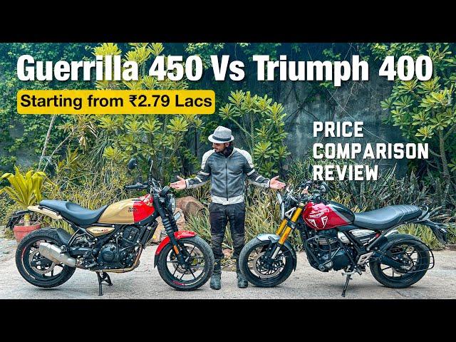 Guerrilla 450 Vs Triumph Speed 450 | Comparison | Price | Detailed Specifications | #RudraShoots