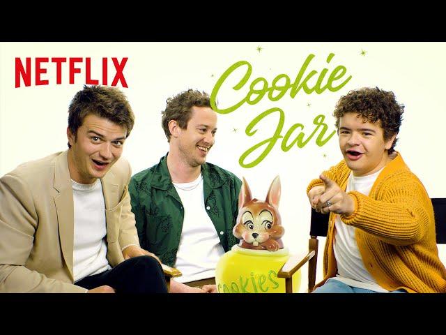 Joe Keery, Gaten Matarazzo, and Joseph Quinn Answer To a Nosy Cookie Jar | Stranger Things | Netflix