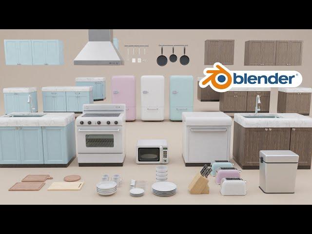 Stylized Kitchen Asset! (Blender 3D Asset Browser demonstration)