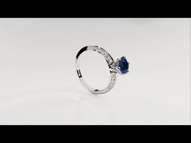 Photorealistic Jewelry rendering. Sapphires and Diamond set in 4K.