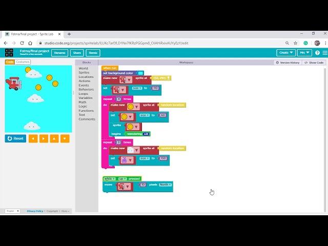 How to make your own game on sprite lab code.org? Sample 2