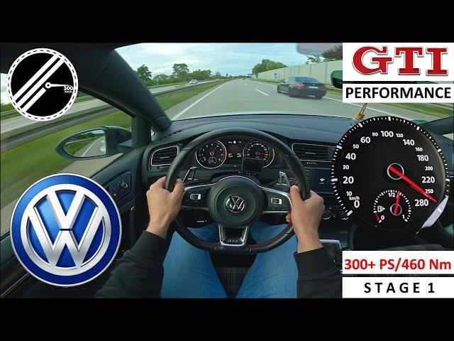 VW Golf 7 GTI Performance Stage 1 | 300+ PS | Top Speed Drive German Autobahn No Speed Limit POV