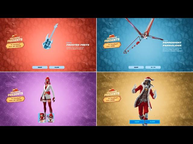 All Fortnite Winterfest 2024 Cabin Christmas Presents Opened EARLY