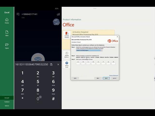 tutorials how to activate office 2019 by phone