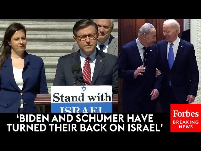 BREAKING: Speaker Johnson Hammers Biden, Schumer Of Blocked Shipment Of Military Aid To Israel