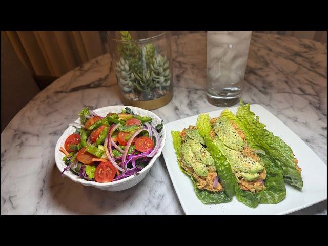 “Live Chickpea Lettuce Wraps & Fresh Salad Mukbang | Raw Vegan Day 7”