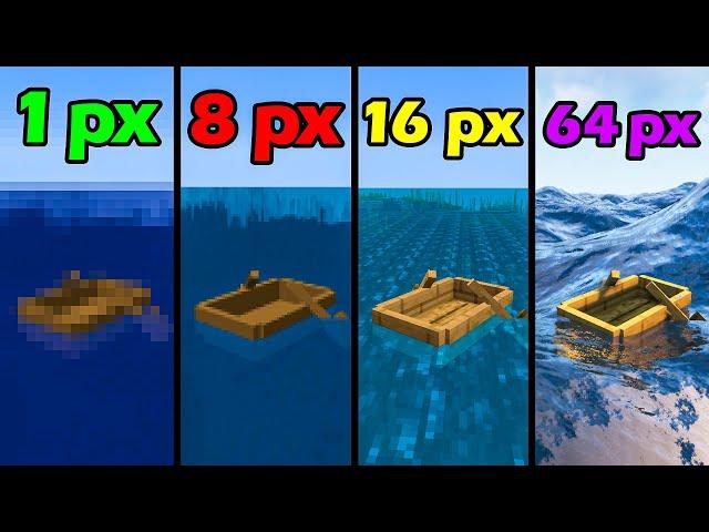 1px vs 8px vs 16px vs 64px vs 256px vs 512px ocean texture