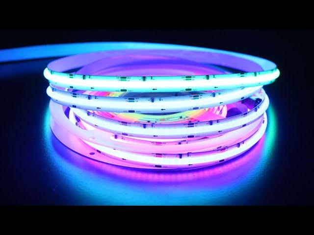 Addressable RGB COB LED Strip Lightig Effects, Spotless & Continuous Light - superlightingled