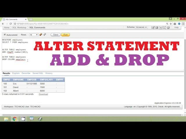 Oracle Tutorial - Add and Drop a Column using Alter Table Statement