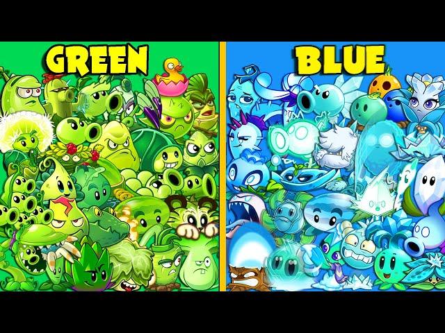 All Plants GREEN vs BLUE - Who Will Win? - PvZ 2 Team Plant vs Team Plant