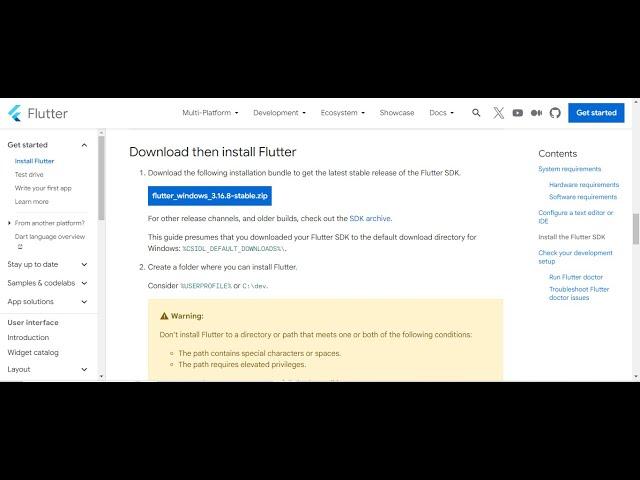 flutter sdk download and install gateway on pc