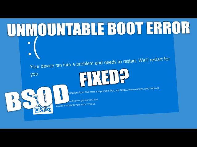 How To Fix Unmountable Boot Volume Blue Screen Error on Windows 11